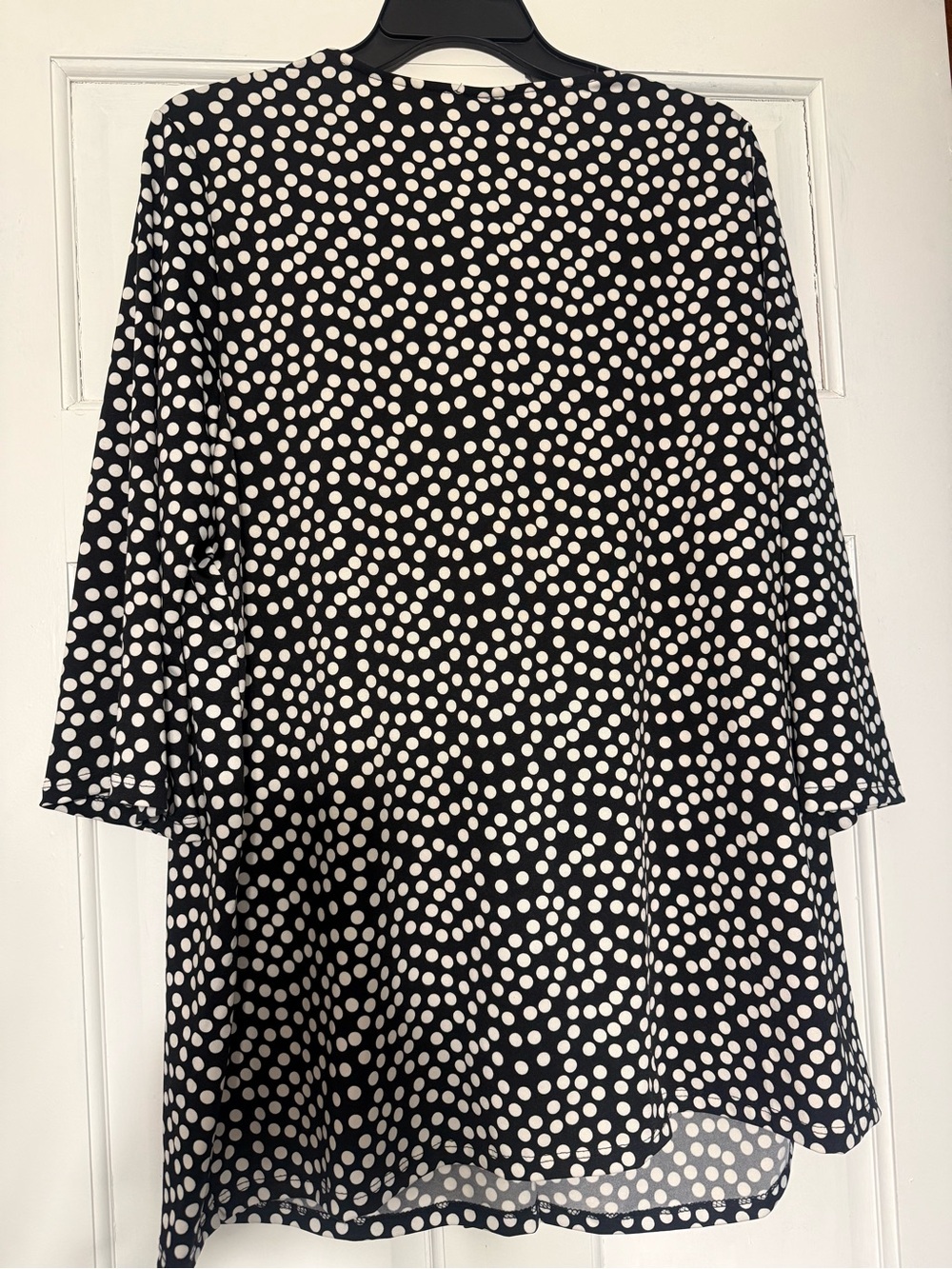 Double Take Black & White Polka Dot V-Neck Blouse - Picture 2 of 2